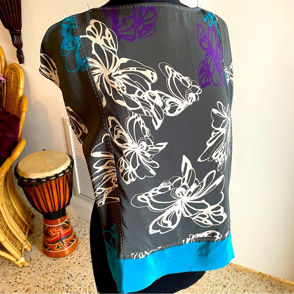 BOSS Hugo Boss Sleeveless Silk Print Top! Stunning with Hand Stitching! 6